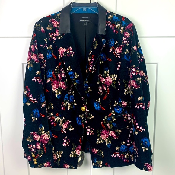 Lane Bryant Blazer Jacket Size 18 2XL Black Floral Velvet Office Work Dark Fairy - Picture 1 of 11